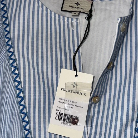 Tuckernuck Chambray Stripe Fringe Jen Dress - Picture 3 of 3